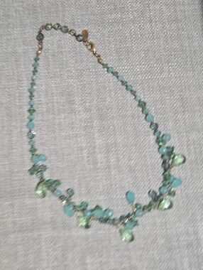 Rachel Aqua and Light Green Beaded Necklace